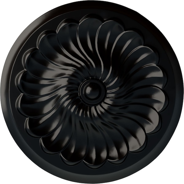 Ekena Millwork Flower Spiral Ceiling Medallion (Fits Canopies up to 2"), Hnd-Painted Jet Black, 12 1/4"OD x 2 1/4"P CM12FLBLF - main
